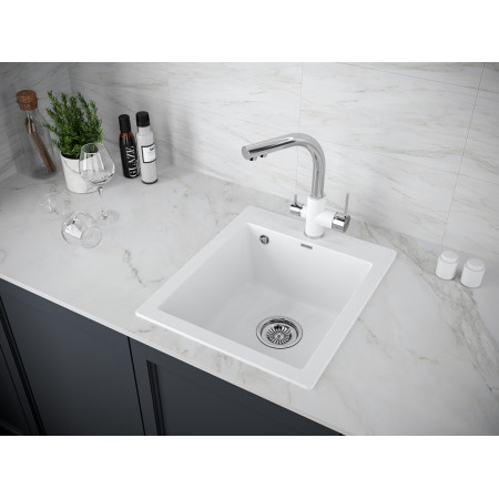 Мойка кварцевая KANTE 40, IT-GRANIT, PM104249-WH, белый, 415х490 мм, Paulmark Мойка кварцевая KANTE 40, IT-GRANIT, PM104249-WH, белый, 415х490 мм, Paulmark