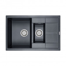 Мойка кварцевая FLUGEN 60/1,5, IT-GRANIT, PM237850-BLM, черный-металлик, 775х495 мм, Paulmark