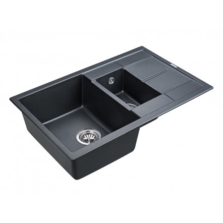 Мойка кварцевая FLUGEN 60/1,5, IT-GRANIT, PM237850-BLM, черный-металлик, 775х495 мм, Paulmark Мойка кварцевая FLUGEN 60/1,5, IT-GRANIT, PM237850-BLM, черный-металлик, 775х495 мм, Paulmark