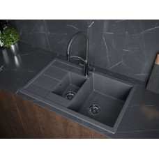 Мойка кварцевая FLUGEN 60/1,5, IT-GRANIT, PM237850-DG, графит, 775х495 мм, Paulmark