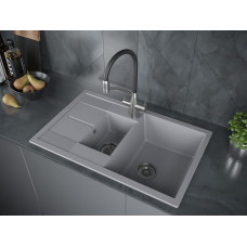 Мойка кварцевая FLUGEN 60/1,5, IT-GRANIT, PM237850-GRM, серый металлик, 775х495 мм, Paulmark