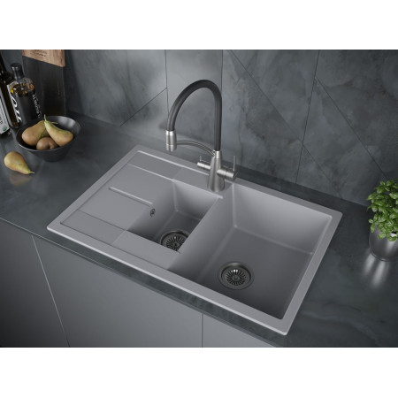 Мойка кварцевая FLUGEN 60/1,5, IT-GRANIT, PM237850-GRM, серый металлик, 775х495 мм, Paulmark