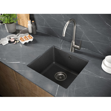 Мойка кварцевая GERA 50, IT-GRANIT, PM104546-DG, графит, 445х460, подст. мон. Paulmark Мойка кварцевая GERA 50, IT-GRANIT, PM104546-DG, графит, 445х460, подст. мон. Paulmark