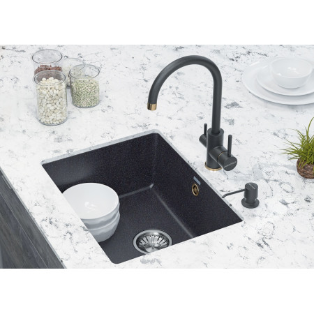 Мойка кварцевая GERA 60, IT-GRANIT, PM205546-BLM, черный металлик, 555х460, подст. мон. Paulmark Мойка кварцевая GERA 60, IT-GRANIT, PM205546-BLM, черный металлик, 555х460, подст. мон. Paulmark