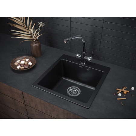 Мойка кварцевая KANTE 50, IT-GRANIT, PM105152-BLM, черный металлик, 510х520, Paulmark Мойка кварцевая KANTE 50, IT-GRANIT, PM105152-BLM, черный металлик, 510х520, Paulmark