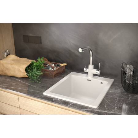 Мойка кварцевая KANTE 50, IT-GRANIT, PM105152-WH , белый, 510х520, Paulmark Мойка кварцевая KANTE 50, IT-GRANIT, PM105152-WH , белый, 510х520, Paulmark