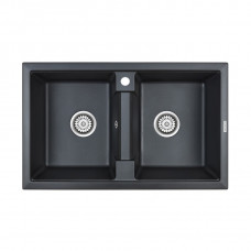 Мойка кварцевая TANDEM 80/2, IT-GRANIT, PM238150-BLM, черный-металлик, 810х500 мм, Paulmark