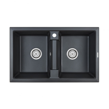 Мойка кварцевая TANDEM 80/2, IT-GRANIT, PM238150-BLM, черный-металлик, 810х500 мм, Paulmark
