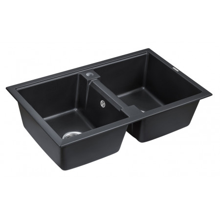 Мойка кварцевая TANDEM 80/2, IT-GRANIT, PM238150-BLM, черный-металлик, 810х500 мм, Paulmark