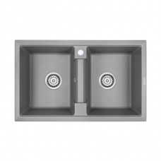 Мойка кварцевая TANDEM 80/2, IT-GRANIT, PM238150-GRM, серый металлик, 810х500 мм, Paulmark