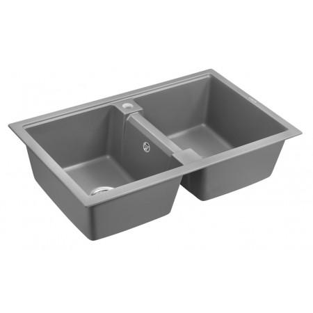 Мойка кварцевая TANDEM 80/2, IT-GRANIT, PM238150-GRM, серый металлик, 810х500 мм, Paulmark