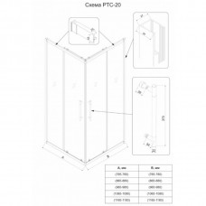 1/2 Душевого угла Veconi Premium Trento PTC-20B 900*2000мм черный матовый стекло прозрачное PTC20-B-90-01-C4