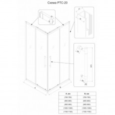 1/2 Душевого угла Veconi Premium Trento PTC-20B 900*2000мм черный матовый стекло прозрачное PTC20-B-90-01-C4