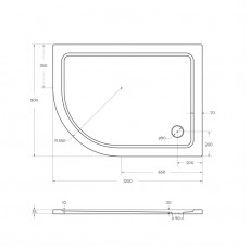 Поддон из SMC (стекловолокно) 120х90 правосторонний Cezares TRAY-M-RH-120/90-550-35-W-R без сифона