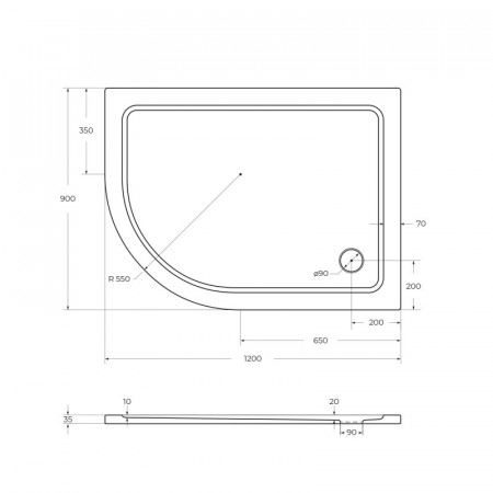 Поддон из SMC (стекловолокно) 120х90 правосторонний Cezares TRAY-M-RH-120/90-550-35-W-R без сифона Поддон из SMC (стекловолокно) 120х90 правосторонний Cezares TRAY-M-RH-120/90-550-35-W-R без сифона