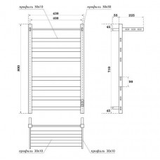 Полотенцесушитель электрический Point Меркурий PN83848PKB П7 400x800 с полкой, крючками, диммер справа, черный