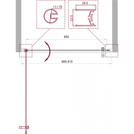 Дверь в проём BelBagno UNO-B-1-90-CH-Cr Дверь в проём BelBagno UNO-B-1-90-CH-Cr