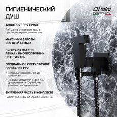 Гигиенический душ встраиваемый черный матовый PVD BLPZ442 Bella лейка ABS Paini
