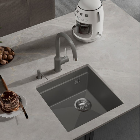 RIVELATO Мойка LINO 454-R 1-чаш 450*440 grigio metallizzatoato арт.LN-454-R grigio metallizzato RIVELATO Мойка LINO 454-R 1-чаш 450*440 grigio metallizzatoato арт.LN-454-R grigio metallizzato