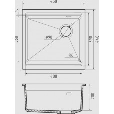 RIVELATO Мойка LINO 454-R 1-чаш 450*440 antracite арт.LN-454-R antracite