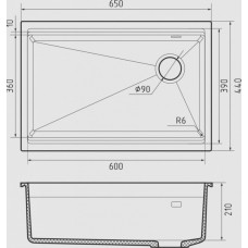 RIVELATO Мойка LINO 654-R 1-чаш 650*440 brina арт.LN-654-R brina