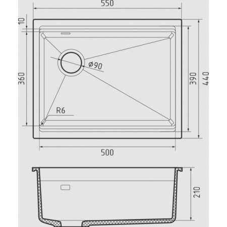 RIVELATO Мойка LINO 554-L 1-чаш 550*440 grigio metallizzatoato арт.LN-554-L grigio metallizzato RIVELATO Мойка LINO 554-L 1-чаш 550*440 grigio metallizzatoato арт.LN-554-L grigio metallizzato