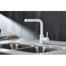 Смеситель для кухни KASSEL c выдвижным изливом, белый матовый Paulmark Ka214311-WH