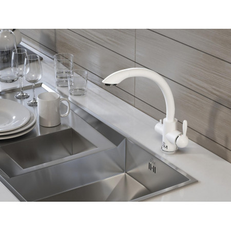 Смеситель для кухни с фильтром ESSEN, белый матовый Paulmark Es213001-WH Смеситель для кухни с фильтром ESSEN, белый матовый Paulmark Es213001-WH