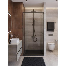 Душевая дверь Cezares LUX-B-FS-11-100-C-GM, 100х195, профиль оружейная сталь, стекло прозрачное