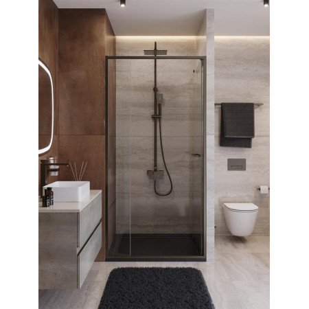 Душевая дверь Cezares LUX-B-FS-11-100-C-GM, 100х195, профиль оружейная сталь, стекло прозрачное Душевая дверь Cezares LUX-B-FS-11-100-C-GM, 100х195, профиль оружейная сталь, стекло прозрачное