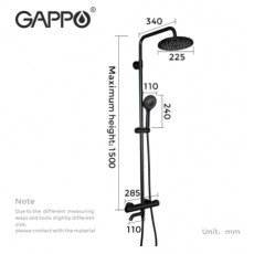 Душевая система с термостатом черный матовый G2490-6 Gappo