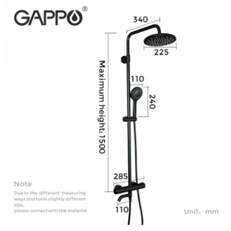 Душевая система с термостатом черный матовый G2490-6 Gappo Душевая система с термостатом черный матовый G2490-6 Gappo