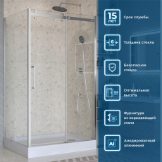 Душевой уголок BelBagno MARINO-2-AH-1-120/80-C-CR 120х80см профиль хром, стекло прозрачное
