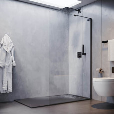 Душевая перегородка Veconi Korato KR-77B 1200x2000 черный матовый стекло прозрачное KR77B-120-01-C9