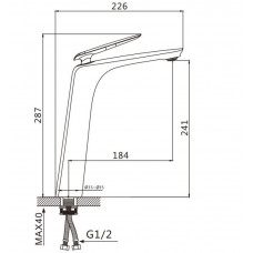 Смеситель для раковины высокий графит S-JD9211Q Savol