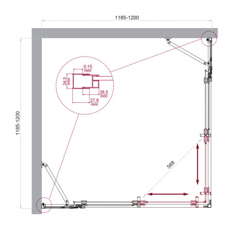 Душевой уголок BelBagno LUCE-A-22-100+20-C-Cr