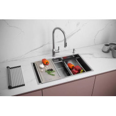 Мойка нерж. сталь NEXT-MULTI SINK 74 UNI, PM787445-BS, брашированная сталь,  740х450мм, Paulmark