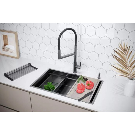 Мойка нерж. сталь NEXT-MULTI SINK 74 UNI, PM787445-GM, вороненая сталь, 740х450мм, Paulmark Мойка нерж. сталь NEXT-MULTI SINK 74 UNI, PM787445-GM, вороненая сталь, 740х450мм, Paulmark