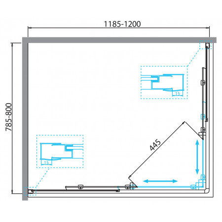Душевой уголок BelBagno DUE-AH-2-120/80-C-Cr