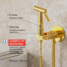 Гигиенический душ встраиваемый золото матовое PVD CAPJ442R Castello Round лейка сталь Paini