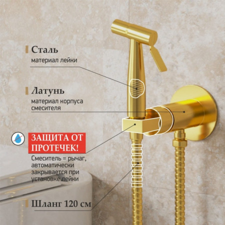 Гигиенический душ встраиваемый золото матовое PVD CAPJ442R Castello Round лейка сталь Paini Гигиенический душ встраиваемый золото матовое PVD CAPJ442R Castello Round лейка сталь Paini