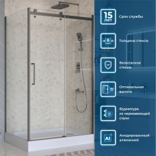 Душевой уголок BelBagno MARINO-2-AH-1-150/90-C-GM 150х90см профиль оружейная сталь, стекло прозрачное