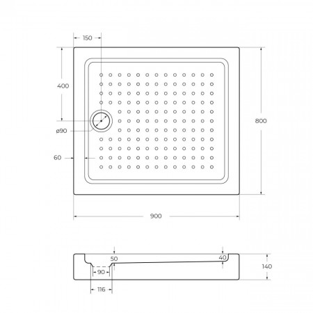 Поддон акриловый 90х80 Cezares TRAY-A-AH-90/80-15-W с сифоном Поддон акриловый 90х80 Cezares TRAY-A-AH-90/80-15-W с сифоном