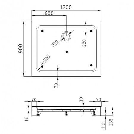 Душевой поддон ABBER AD3C129AP 120х90 прямоугольный, ABS-пластик, белый