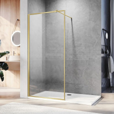 Душевая перегородка Veconi Korato KR-81G 1200x2000 брашированное золото стекло прозрачное KR81G-120-01-C9