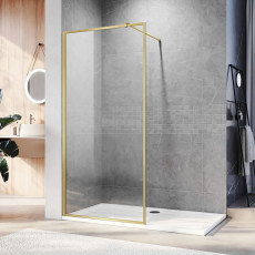 Душевая перегородка Veconi Korato KR-81G 1200x2000 брашированное золото стекло прозрачное KR81G-120-01-C9