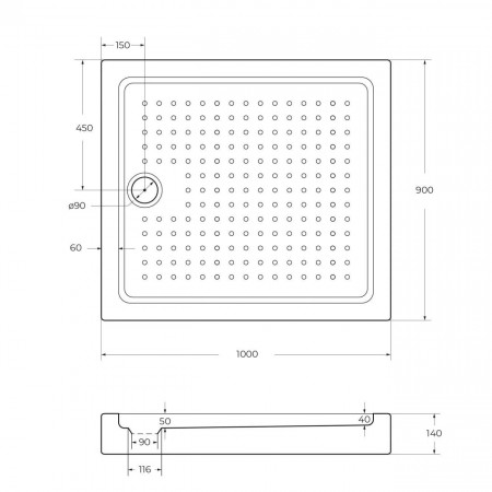 Поддон акриловый 100х90 Cezares TRAY-A-AH-100/90-15-W с сифоном Поддон акриловый 100х90 Cezares TRAY-A-AH-100/90-15-W с сифоном