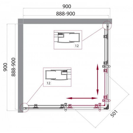Душевой уголок BelBagno UNO-195-A-2-90-P-Cr Душевой уголок BelBagno UNO-195-A-2-90-P-Cr