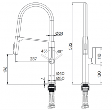 Смеситель для кухни Barrel, брашированная сталь, Ba214029-BS, Paulmark