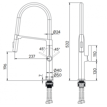 Смеситель для кухни Barrel, брашированная сталь, Ba214029-BS, Paulmark